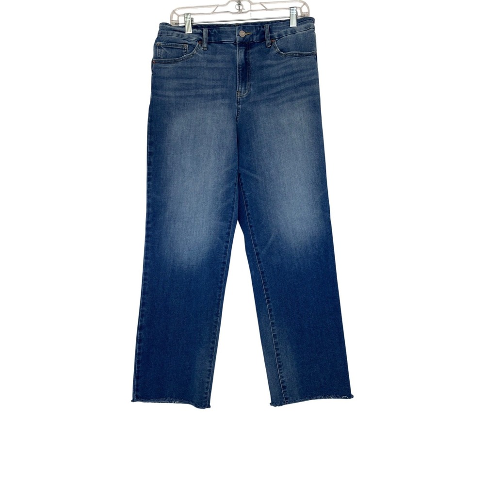 Express Straight Ankle High Rise Flexx Hyper Stretch Jeans Blue Wash Raw 30x27